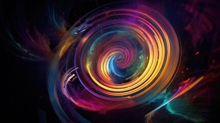 Colorful swirling vortex in space with glowing abstract patterns