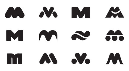 Abstract modern m letter logo design variations