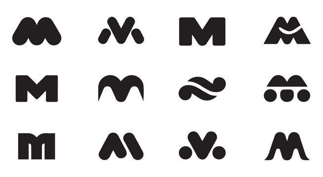 Abstract modern m letter logo design variations