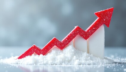 Rising Sugar Prices: Sweet Commodity Market Growth. Ideal for illustrating articles on global food prices, commodity market analyses, or economic reports related to the sugar industry