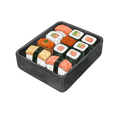 Watercolor Sushi Bento Delight