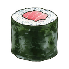 Watercolor Sushi Delight Illustration