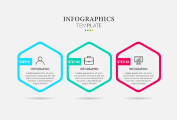 Vector infographic template with 3 steps or options. Illustration presentation with line elements icons. Business concept design can be used for web, brochure, diagram