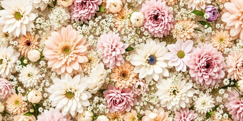 Pastel Spring Flowers, Parallel Lines Floral Design