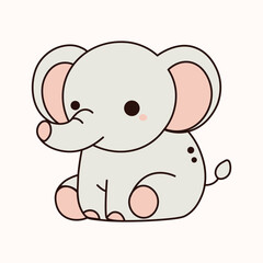 Baby Elephant Cartoon Illustration in Flat Design for Nursery and Kids Use