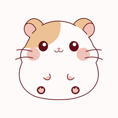 Cute pastel hamster illustration in kawaii cartoon style with chubby cheeks and soft colors