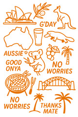Popular Australian Menu for Restaurant Cafe on Board  Cuisine Icons Symbols Illustrated