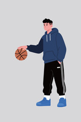 Fototapeta premium Man Holding Basketball in Casual Wear