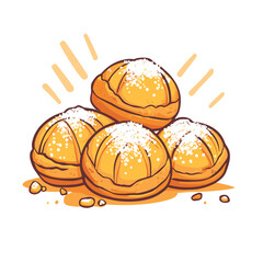 Cream puffs stack with powdered sugar topping