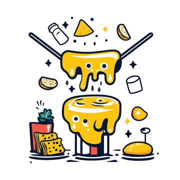 yellow cheese fondue cooking cartoon clip art preview