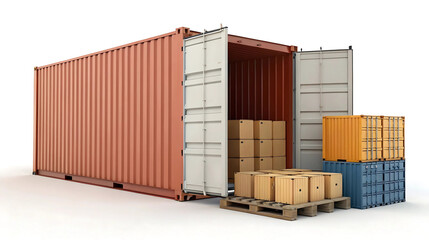 Shipping Containers and Cargo Boxes, logistics and transport concept, supply chain, export-import operations, global freight movement, warehouse storage, delivery services