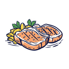 Grilled steak with garnish, food for dinner