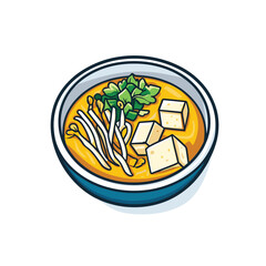 Miso soup bowl with tofu and sprouts