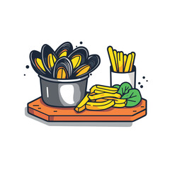 Moules frites food seafood fries restaurant dish