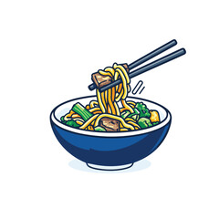 Noodles in a bowl with chopsticks food