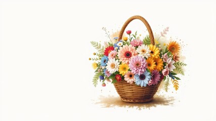 Textured Floral Basket Illustration Design