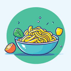 Pasta bowl food dish lemon fresh meal