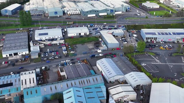 Drone Aerial view of Pennybridge Ind Estate Ballymena Co Antrim Northern Ireland 17-05-25