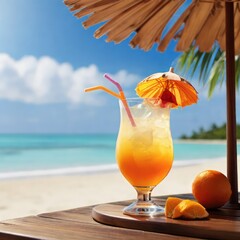 tropical cocktail on the beach