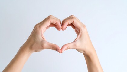 Obraz premium Two hands forming a heart shape symbolizing love, care, or health against a light background.