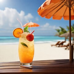 tropical cocktail on the beach