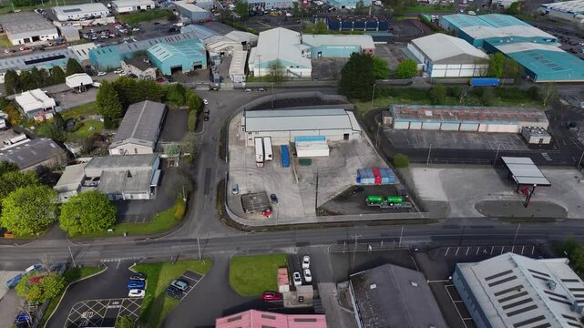Drone Aerial view of Pennybridge Ind Estate Ballymena Co Antrim Northern Ireland 17-05-25