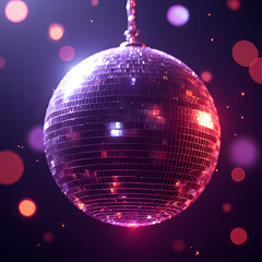 Colorful Party Lights Reflecting on Disco Ball

