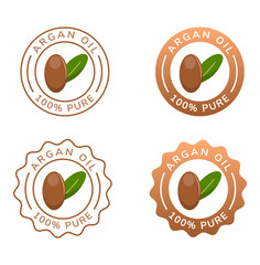 argan oil pure label white and brown color. natural ingredient for cosmetic or beauty product.