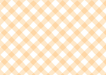 かわいい手書き風のオレンジ色のチェック柄背景　イラスト　ベクター	
