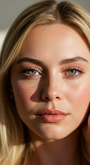 Obraz premium Portrait of a fair skinned woman with light makeup