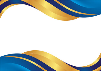 Obraz premium GOLDEN AND BLUE FRAME BORDER WAVE ABSTRACT BACKGROUND ELEGANT
