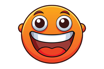 Orange Emoji with Wide Eyes and Open Mouth Smiling on White Background Illustration