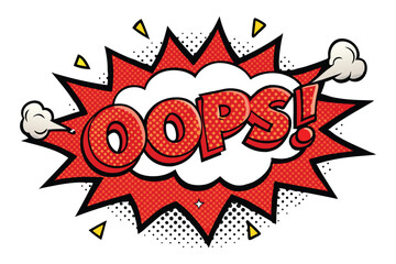 Vibrant Comic Book Explosion Featuring the Word OOPS! in Bold Red Lettering with Halftone Texture