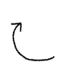 Doodle grunge arrow vector icon. Hand drawn emphasis chalk line, paint mark.