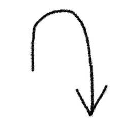 Doodle grunge arrow vector icon. Hand drawn emphasis chalk line, paint mark.