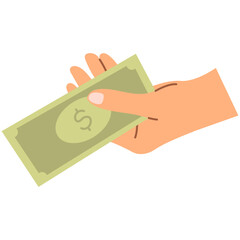 Hands Holding Money. Set of Hands Holding Money, paper Dollar Bills.