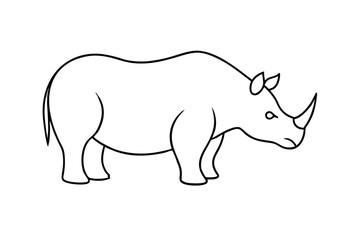 Simple line drawing of a rhino african wildlife animal