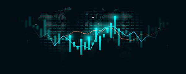 Technology background picture, graph, financial analysis, stock market, trading planning