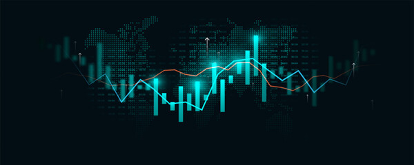 Technology background picture, graph, financial analysis, stock market, trading planning
