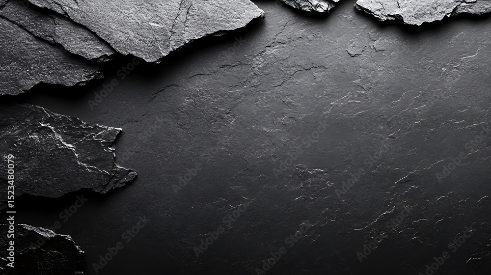Poster dark slate texture background with edges of stone fragments high quality backdrop