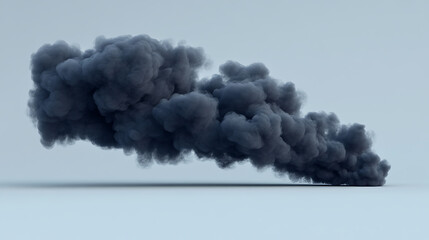Dark smoky cloud isolated against light background pollution and industrial emissions rendering effect with shadow
