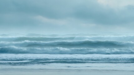 Monochromatic ocean waves under a cloudy sky