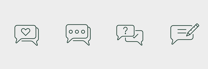 Naklejka premium message icon lines,4 type ,set collections,Simple design. Vector illustration.