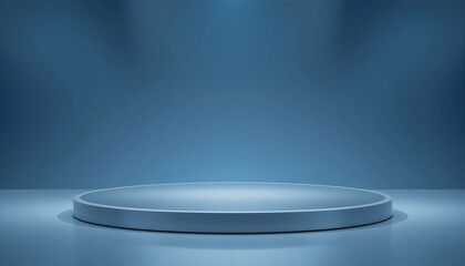 Empty round podium mockup on clean gradient background with soft spotlight for product display or branding template concept.