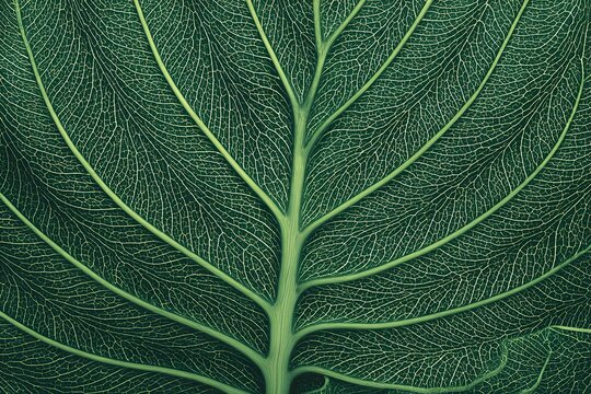 A detailed close-up shot of a fresh green leaf showing its intricate patterns