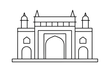 Gateway of india mumbai india line drawing illustration