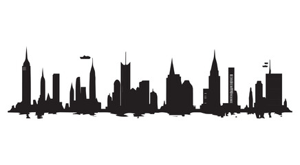 Naklejka premium New york city skyline black and white silhouette