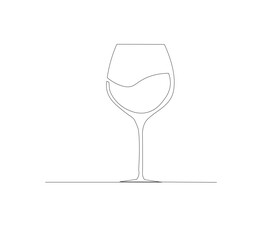 Continuous one line drawing of wine glasses. Champagne toast and cheers in simple linear style.white background Doodle one line vector illustration