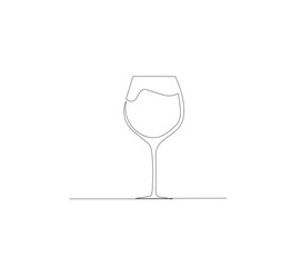 Continuous one line drawing of wine glasses. Champagne toast and cheers in simple linear style.white background Doodle one line vector illustration