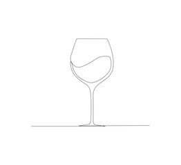Continuous one line drawing of wine glasses. Champagne toast and cheers in simple linear style.white background Doodle one line vector illustration